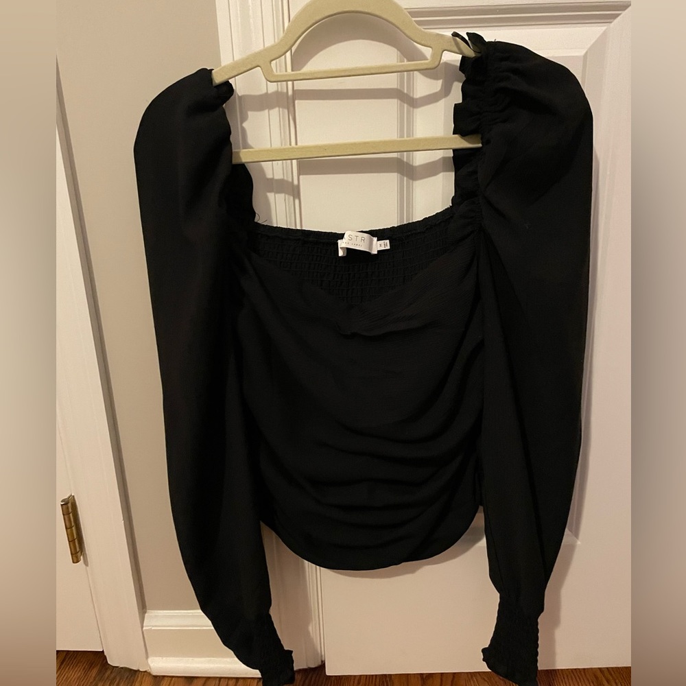 ASTR the label puff sleeve square neck top